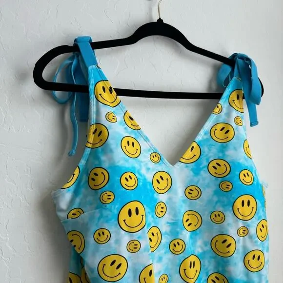 Posh Peanut Swimsuit One Piece Blue Smiley Face - Picture 2 of 14